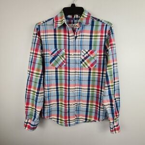 Crazy‎ Cowgirl Women's Pearl Snap Plaid Button Down Long Sleeve Shirt Size M